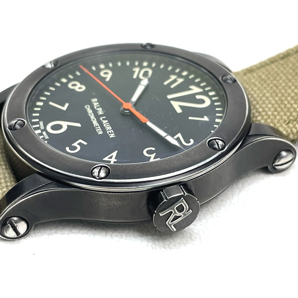 RALPH LAUREN RLR0220900 Sporting Safari RL67 Chronometer Watch, Stainless Steel, Men's, Black/Khaki Strap