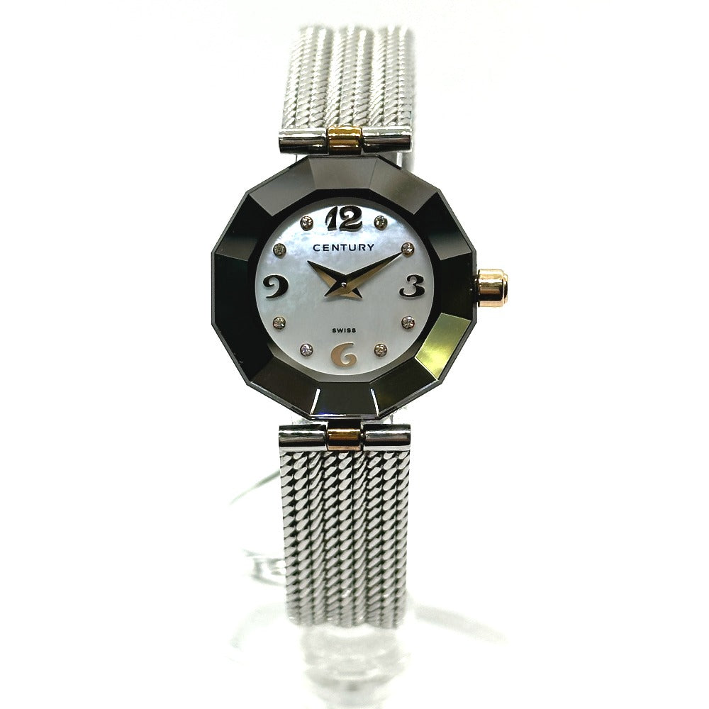 CENTURY 606.7.S.AB1.15.SM Prime Time 8-Piece Diamond Sapphire Case Stainless Steel Women's Watch, Black
