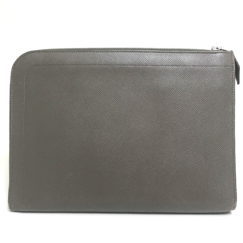 HERMES L-shaped zipper zip computer bag, clutch bag, Epson, unisex, Etoupe, gray