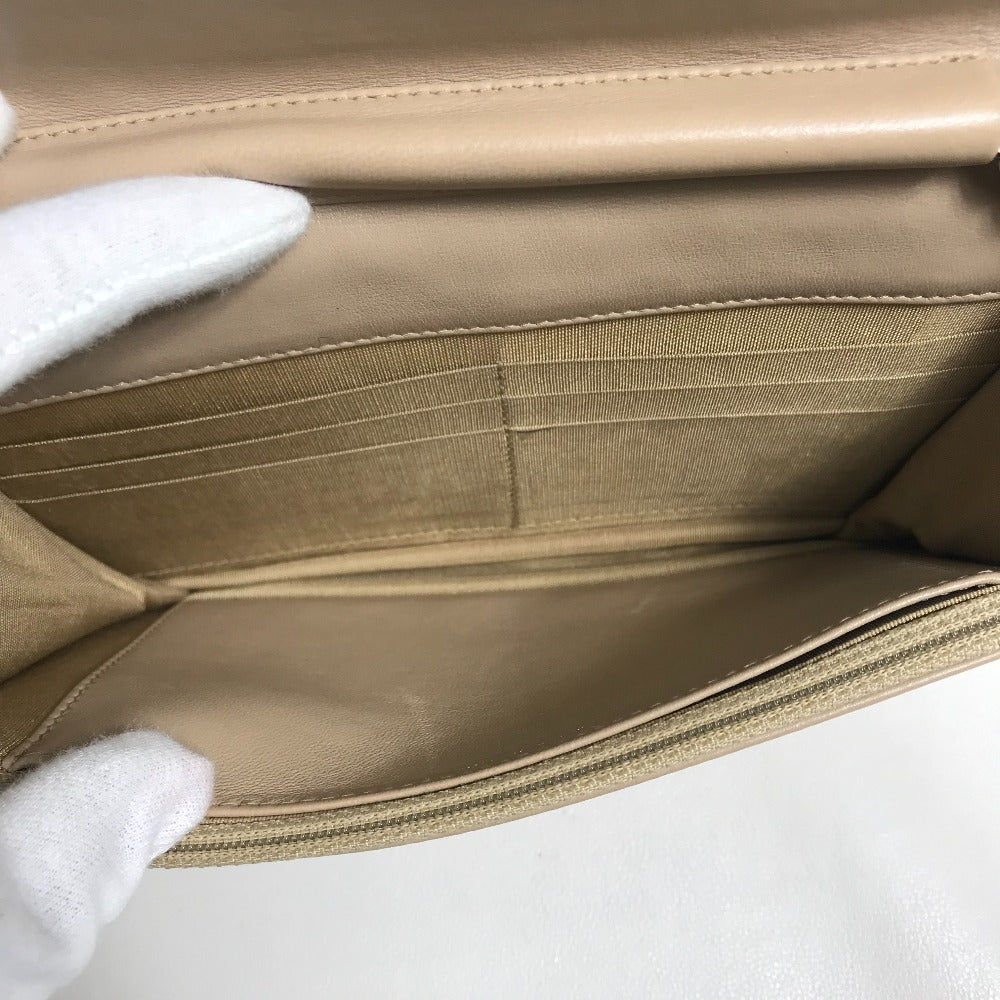 CHANEL CC Coco Mark Matelasse Design Chain Wallet Shoulder Bag Long Wallet Women's Beige Lambskin