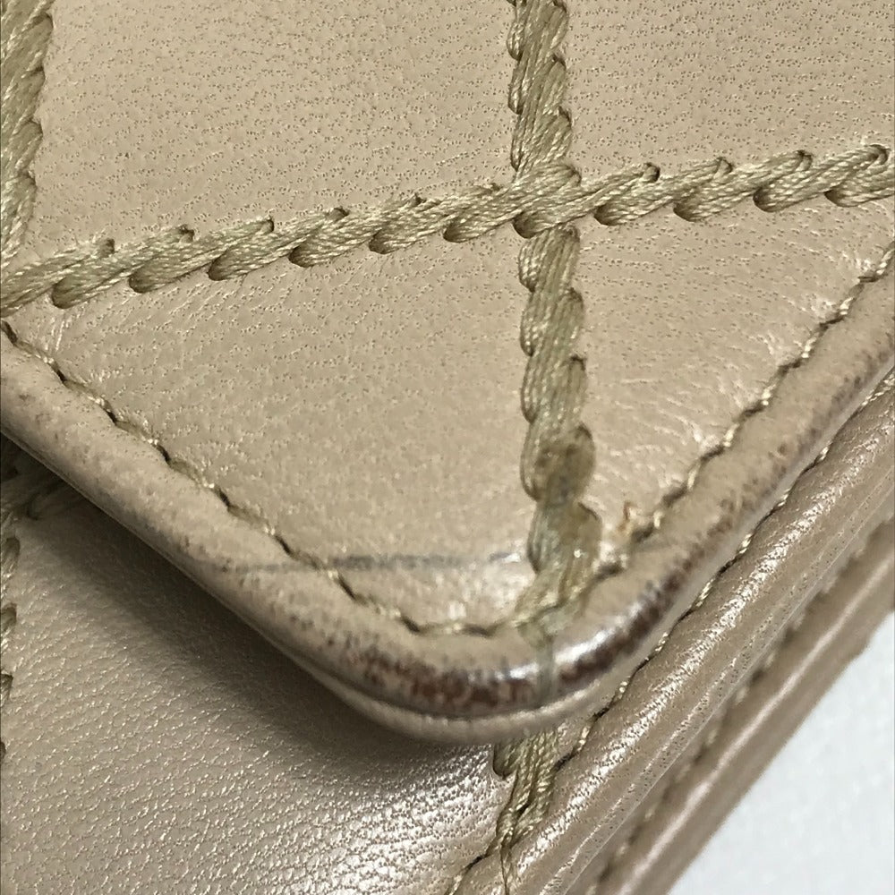 CHANEL CC Coco Mark Matelasse Design Chain Wallet Shoulder Bag Long Wallet Women's Beige Lambskin