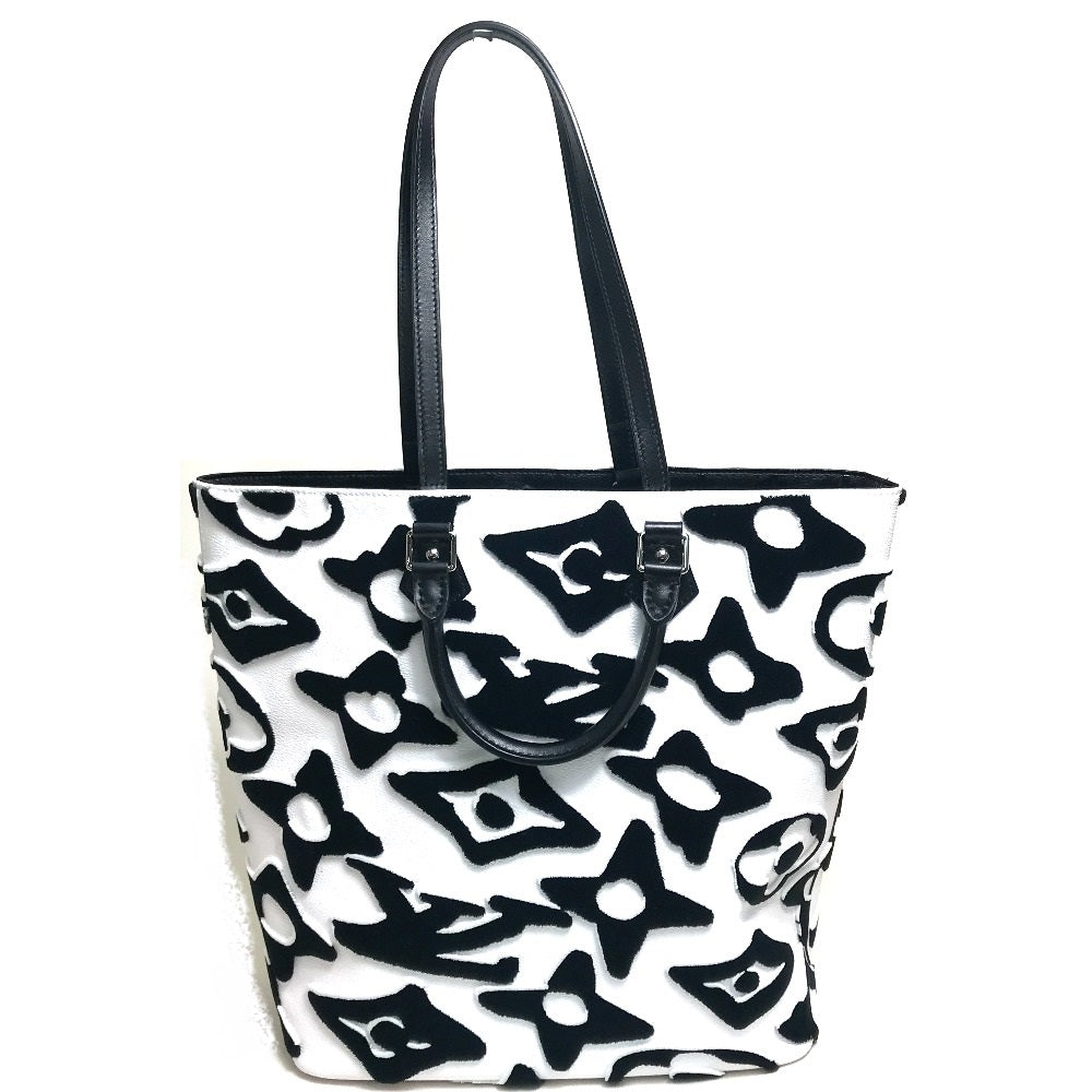 LOUIS VUITTON M45567 Tufted Monogram LVXUF Cabas Handbag Tote Bag in Coated Canvas, Unisex, White/Black