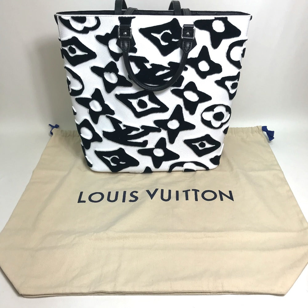 LOUIS VUITTON M45567 Tufted Monogram LVXUF Cabas Handbag Tote Bag in Coated Canvas, Unisex, White/Black