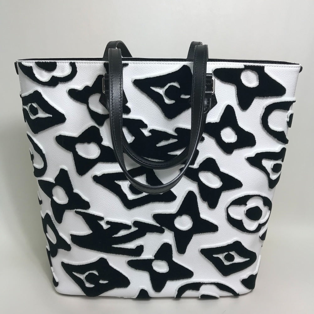 LOUIS VUITTON M45567 Tufted Monogram LVXUF Cabas Handbag Tote Bag in Coated Canvas, Unisex, White/Black