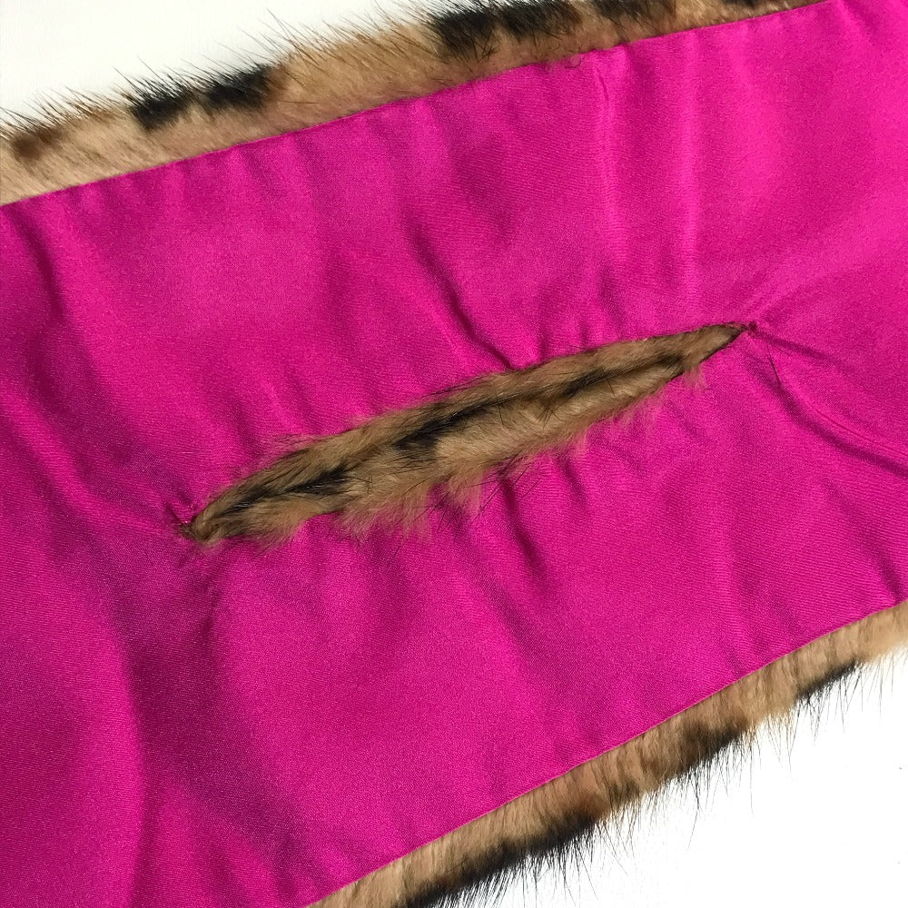 LOUIS VUITTON M72245 レオパード 豹柄 ヒョウ エシャルプ ヴィゾン ファーティペット マフラー ファー レディース ブラウン×ピンク