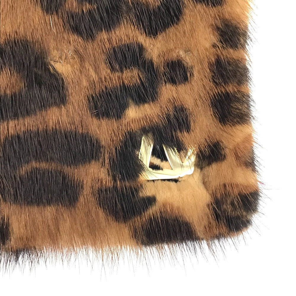 LOUIS VUITTON M72245 レオパード 豹柄 ヒョウ エシャルプ ヴィゾン ファーティペット マフラー ファー レディース ブラウン×ピンク