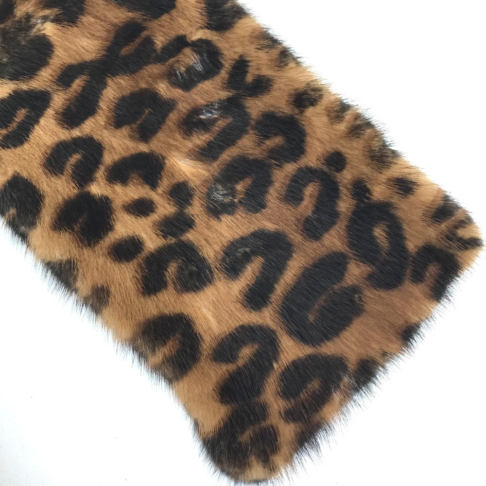 LOUIS VUITTON M72245 レオパード 豹柄 ヒョウ エシャルプ ヴィゾン ファーティペット マフラー ファー レディース ブラウン×ピンク