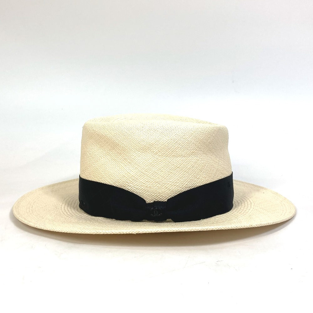 CHANEL CC ココマーク グログランリボン 19V ハット ストローハット 帽子 ストロー レディース ベージュ - brandshop-reference