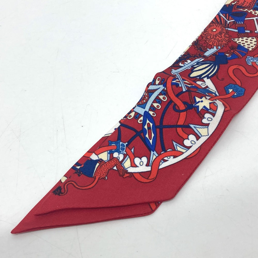 HERMES Animal Twilly Scarf Silk Women's Red