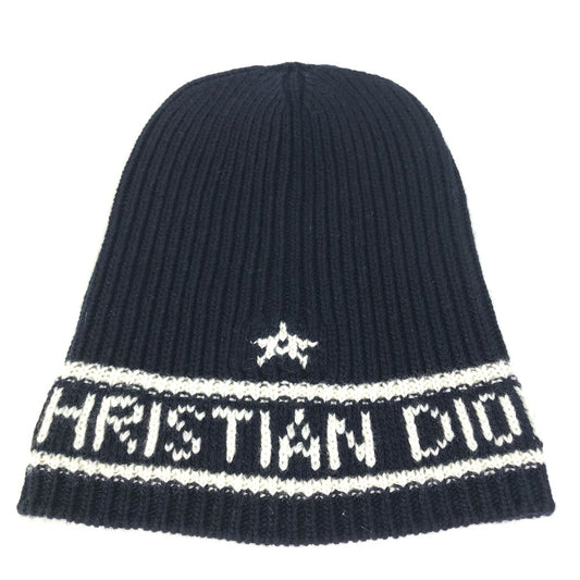 Christian Dior 31NOE714IXGH Beanie, Knit Cap, Logo Hat, Wool/Cashmere, Women's, Navy