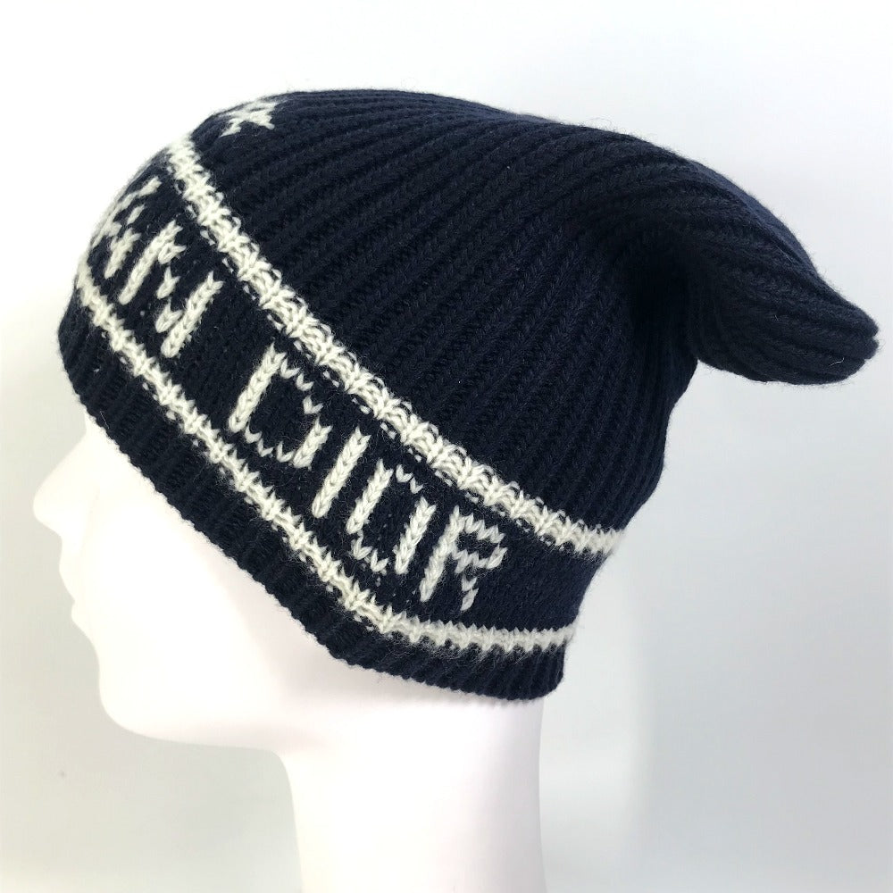 Christian Dior 31NOE714IXGH Beanie, Knit Cap, Logo Hat, Wool/Cashmere, Women's, Navy