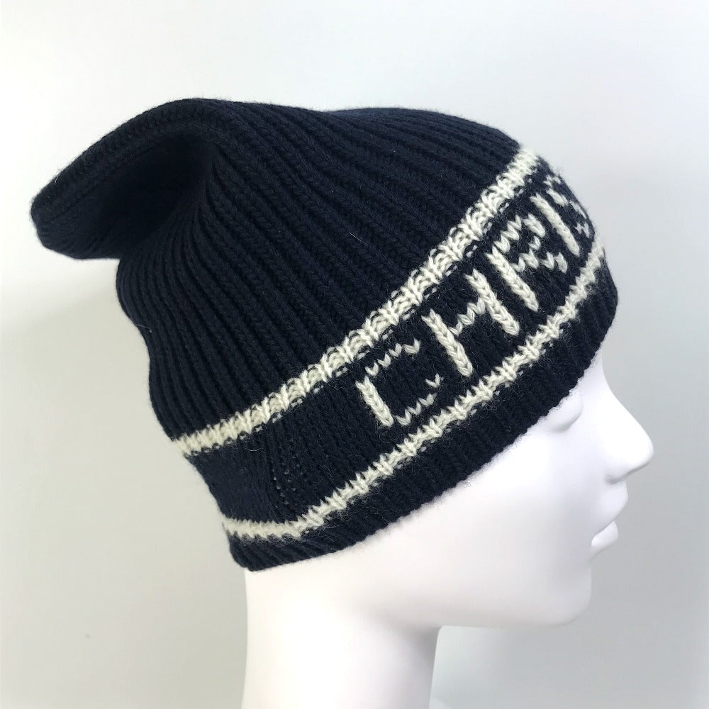 Christian Dior 31NOE714IXGH Beanie, Knit Cap, Logo Hat, Wool/Cashmere, Women's, Navy