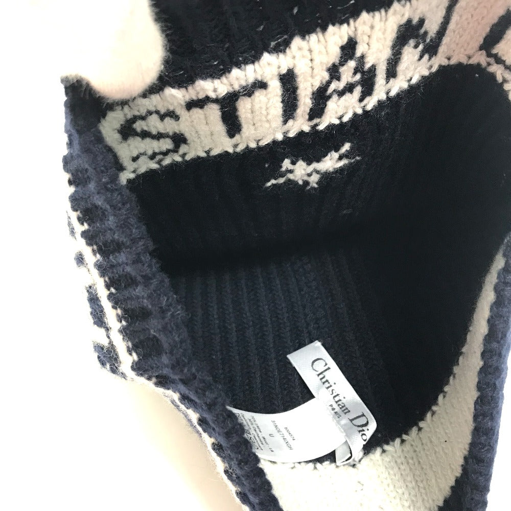 Christian Dior 31NOE714IXGH Beanie, Knit Cap, Logo Hat, Wool/Cashmere, Women's, Navy