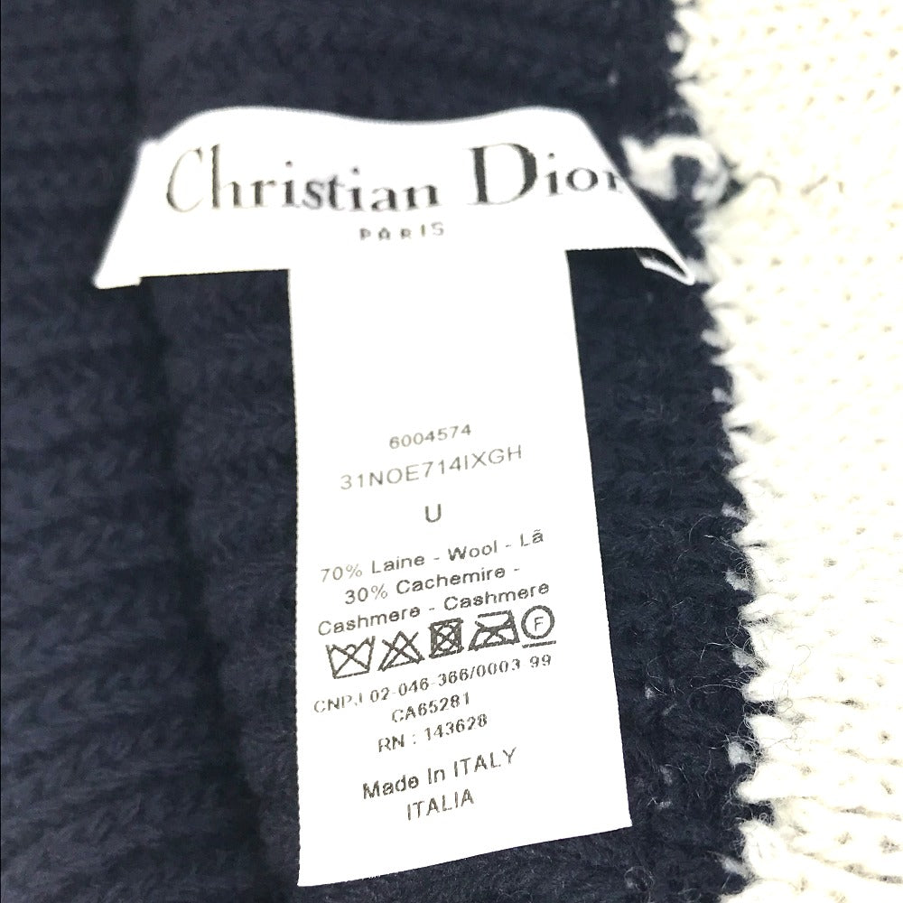 Christian Dior 31NOE714IXGH Beanie, Knit Cap, Logo Hat, Wool/Cashmere, Women's, Navy