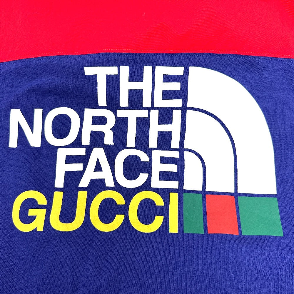 GUCCI 671462 The North Face Collaboration Zip-Up Hoodie, Men's Cotton Outerwear, Red/Blue