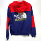 GUCCI 671462 The North Face Collaboration Zip-Up Hoodie, Men's Cotton Outerwear, Red/Blue