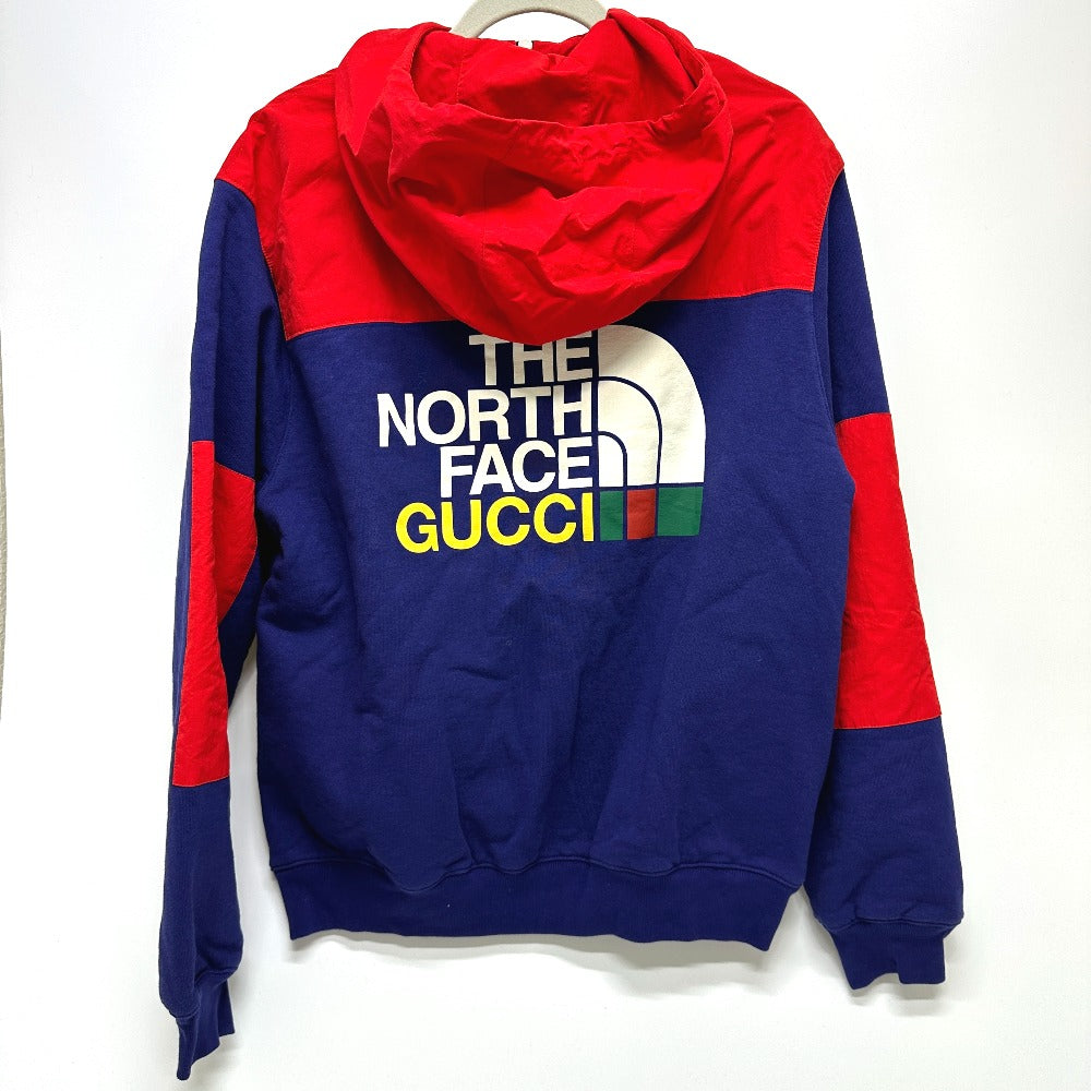 GUCCI 671462 The North Face Collaboration Zip-Up Hoodie, Men's Cotton Outerwear, Red/Blue