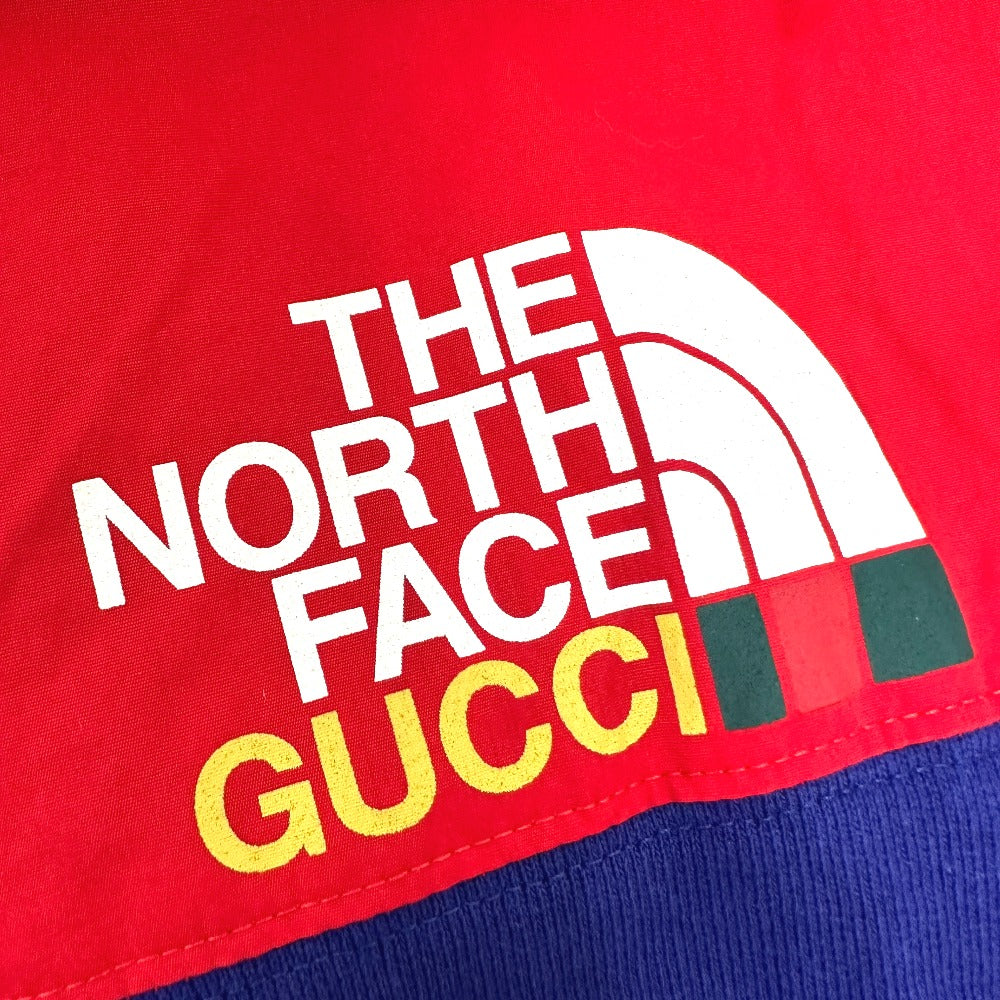 GUCCI 671462 The North Face Collaboration Zip-Up Hoodie, Men's Cotton Outerwear, Red/Blue