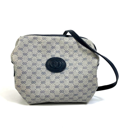 GUCCI GGプラス ポシェット/斜め掛け カバン オールドグッチ ショルダーバッグ GGPVC/レザー レディース ネイビー