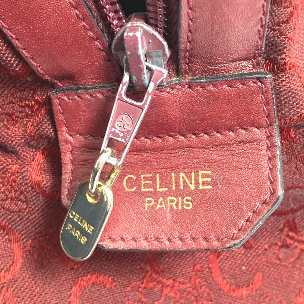 CELINE C Macadam Horse-Drawn Carriage Vintage Handbag/Boston Bag in Canvas/Leather, Red