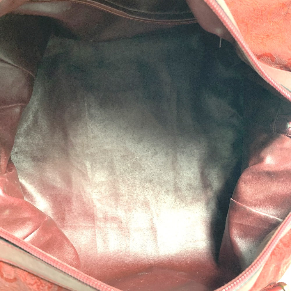 CELINE C Macadam Horse-Drawn Carriage Vintage Handbag/Boston Bag in Canvas/Leather, Red