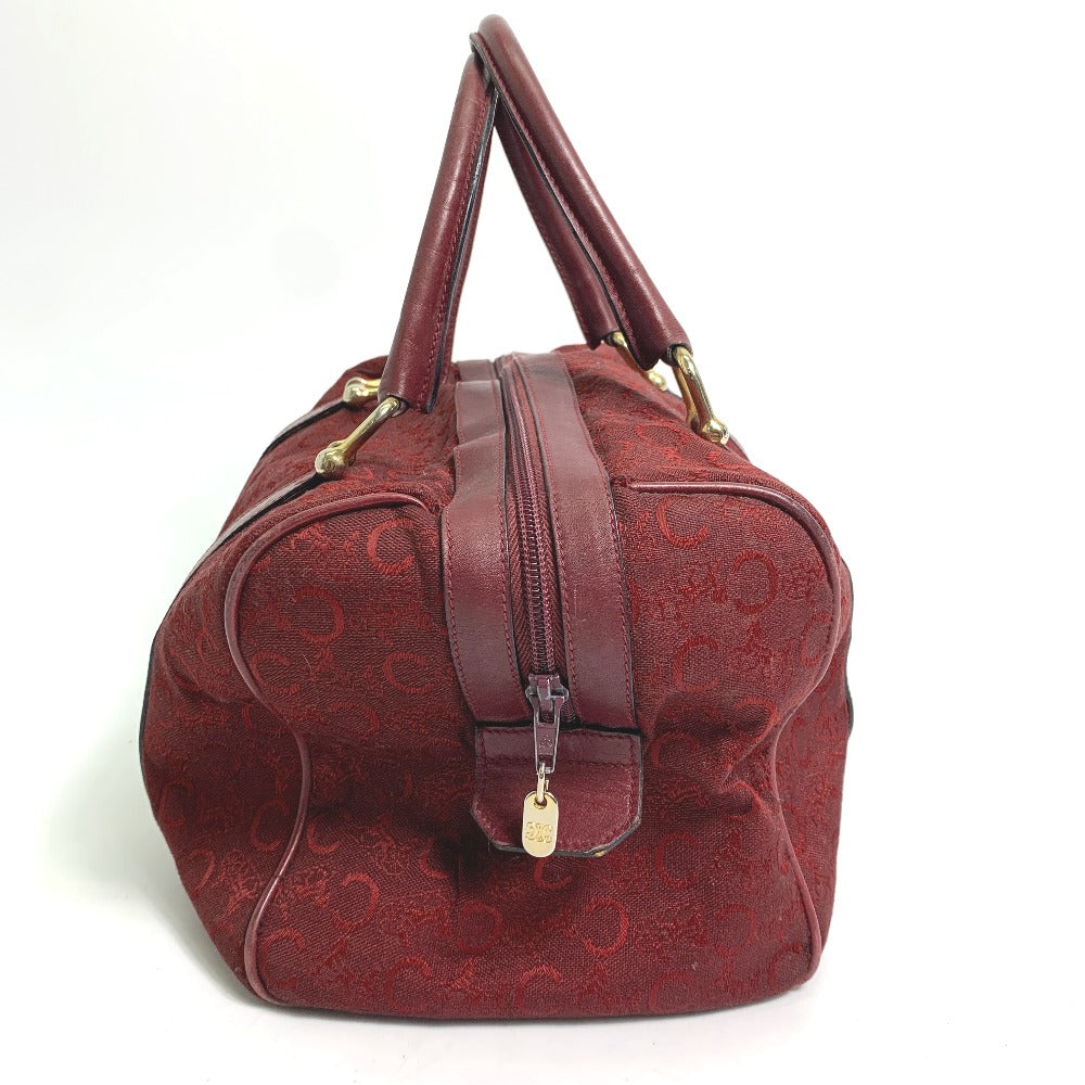 CELINE C Macadam Horse-Drawn Carriage Vintage Handbag/Boston Bag in Canvas/Leather, Red