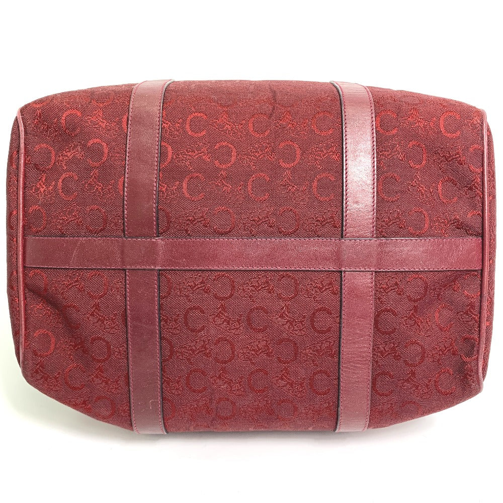 CELINE C Macadam Horse-Drawn Carriage Vintage Handbag/Boston Bag in Canvas/Leather, Red