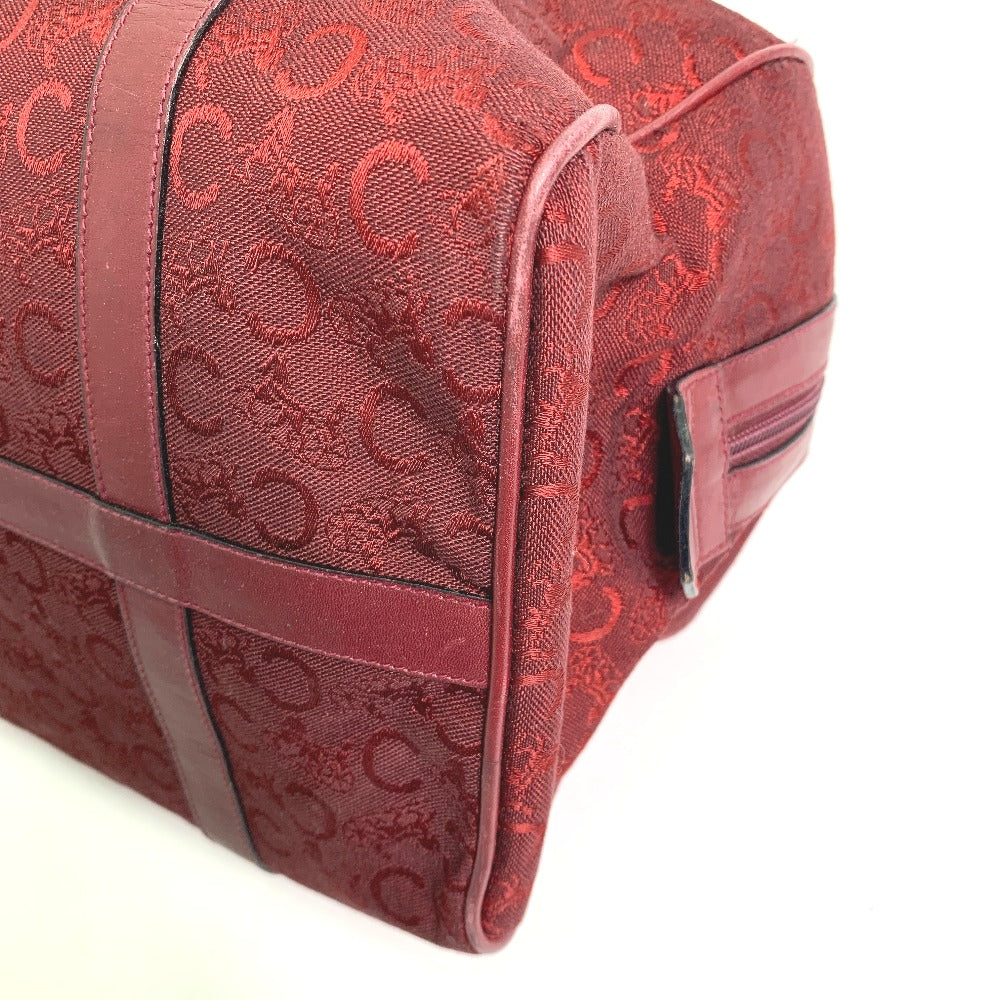 CELINE C Macadam Horse-Drawn Carriage Vintage Handbag/Boston Bag in Canvas/Leather, Red