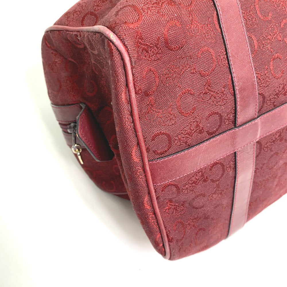 CELINE C Macadam Horse-Drawn Carriage Vintage Handbag/Boston Bag in Canvas/Leather, Red