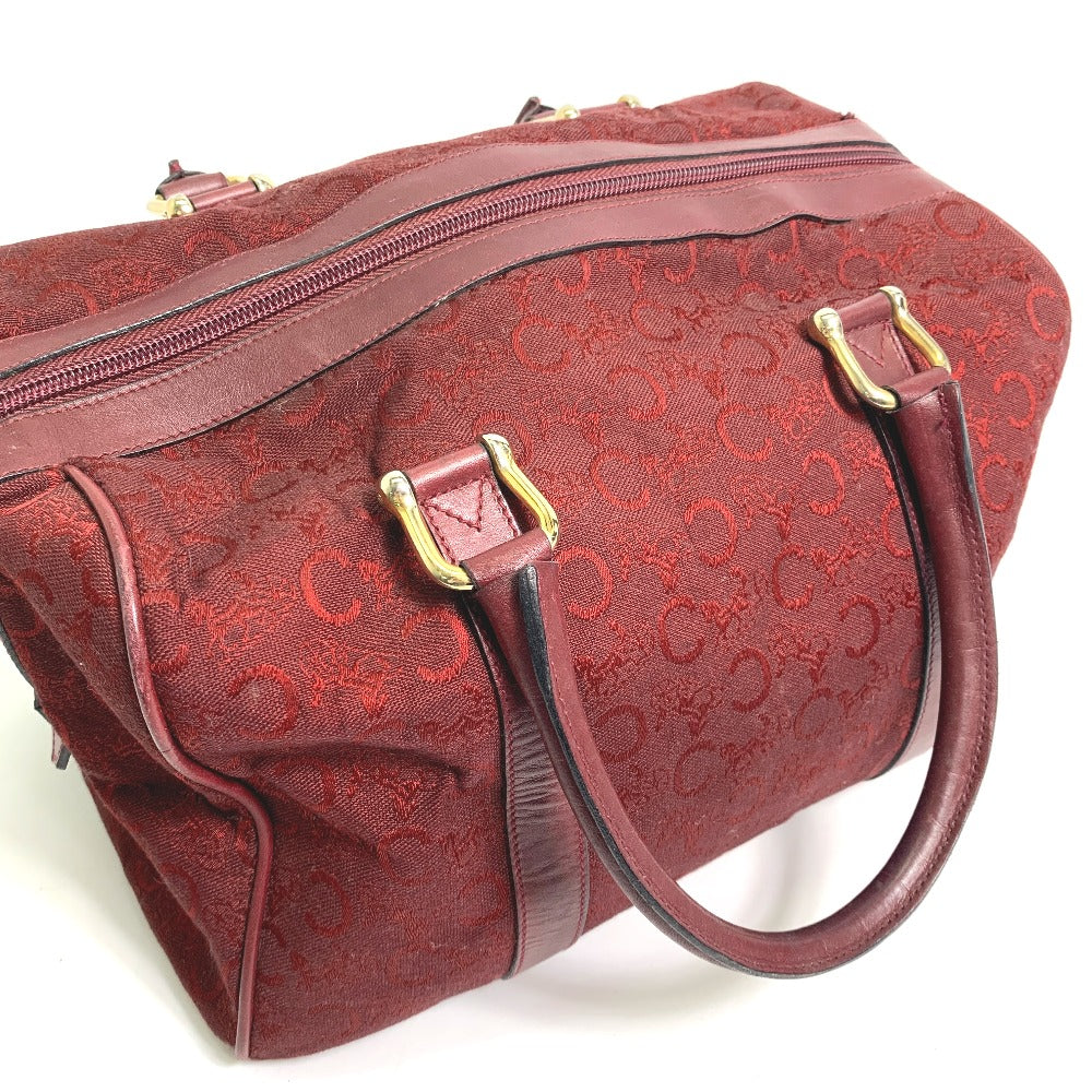 CELINE C Macadam Horse-Drawn Carriage Vintage Handbag/Boston Bag in Canvas/Leather, Red