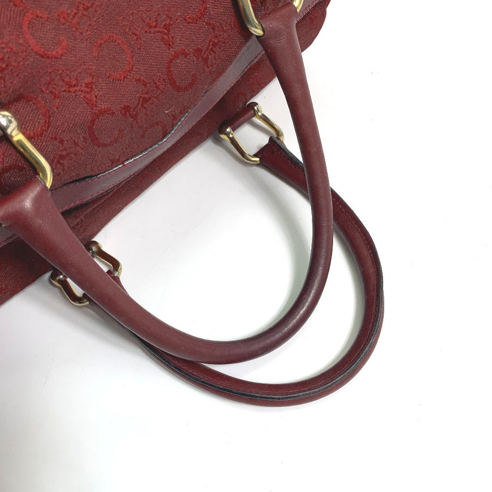 CELINE C Macadam Horse-Drawn Carriage Vintage Handbag/Boston Bag in Canvas/Leather, Red