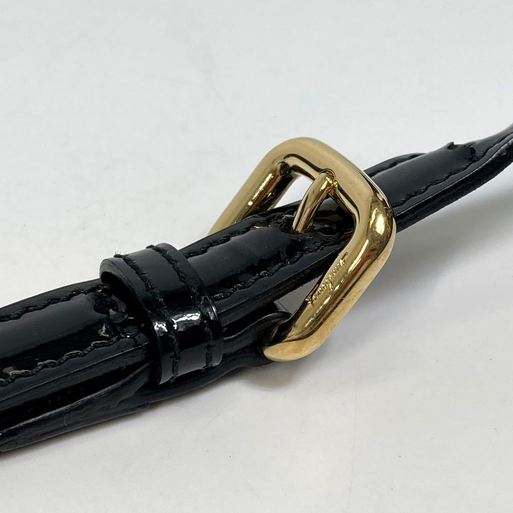 Salvatore Ferragamo EE-21-E196 ヴァラ パテント/斜め掛け カバン フラットバッグ ショルダーバッグ エナメル/レザー レディース ブラック