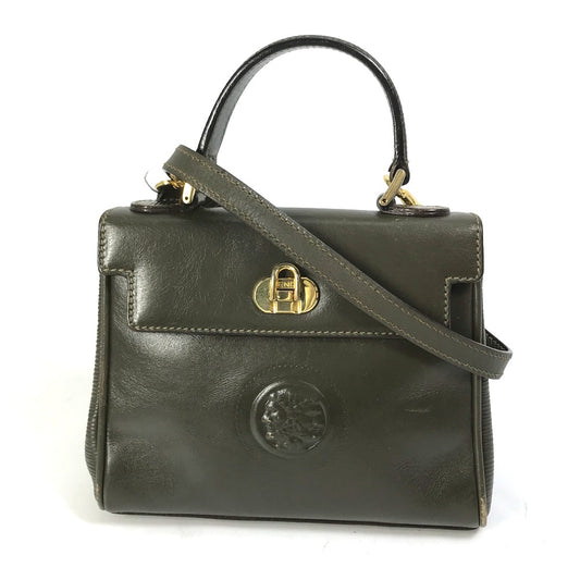 FENDI handbag, vintage bag, 2-way crossbody/shoulder bag, leather, women's, khaki