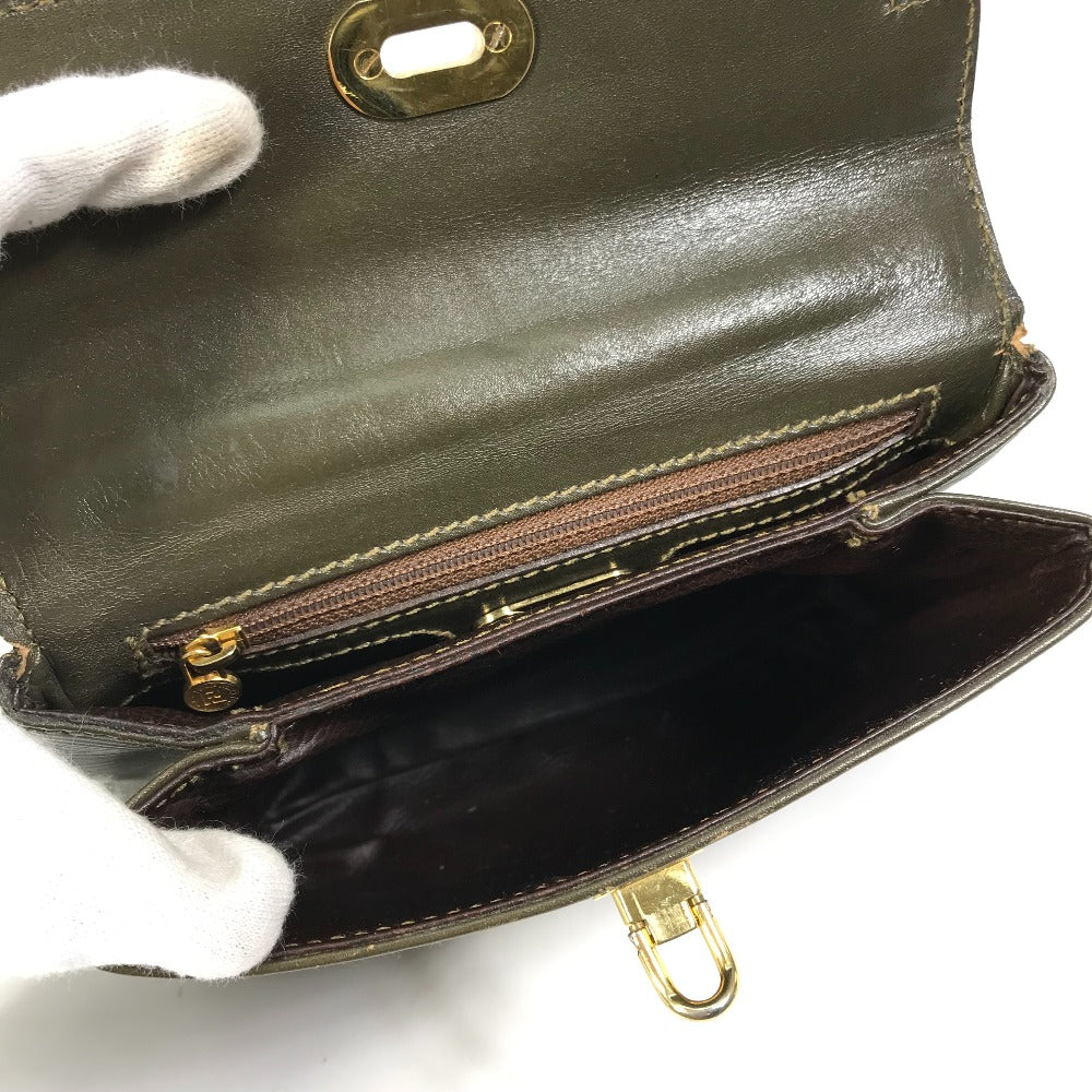 FENDI handbag, vintage bag, 2-way crossbody/shoulder bag, leather, women's, khaki