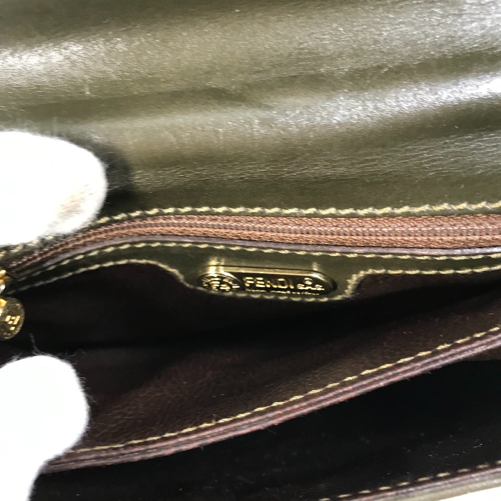 FENDI handbag, vintage bag, 2-way crossbody/shoulder bag, leather, women's, khaki