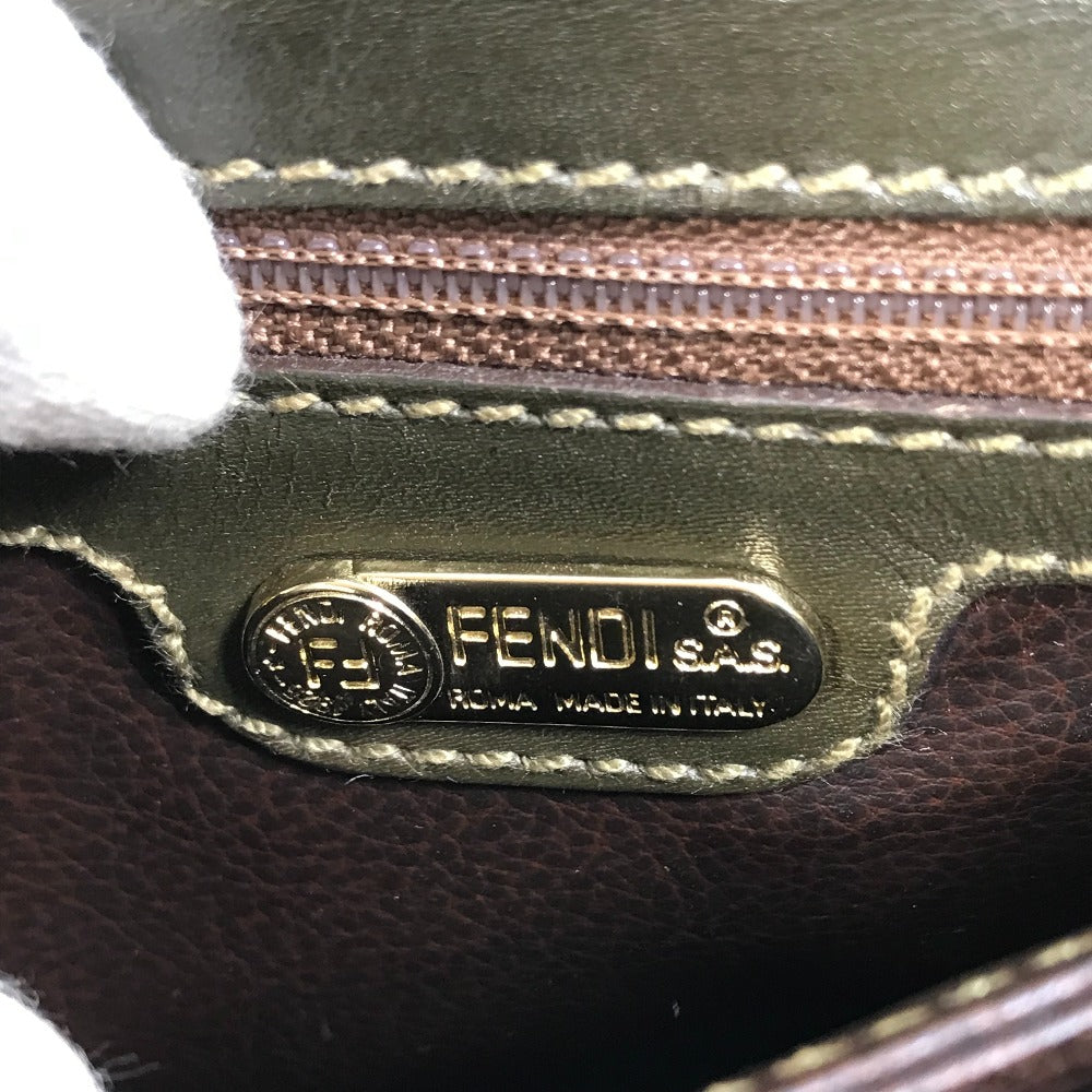 FENDI handbag, vintage bag, 2-way crossbody/shoulder bag, leather, women's, khaki