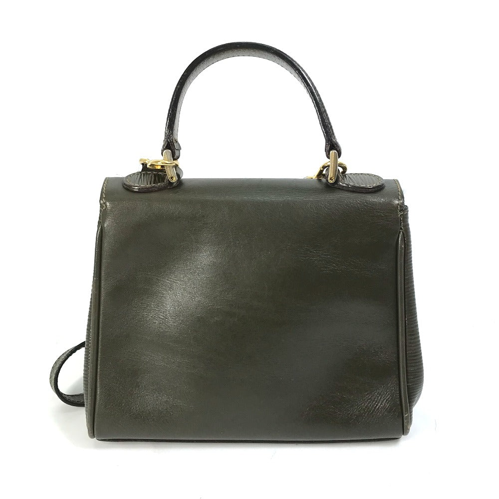 FENDI handbag, vintage bag, 2-way crossbody/shoulder bag, leather, women's, khaki