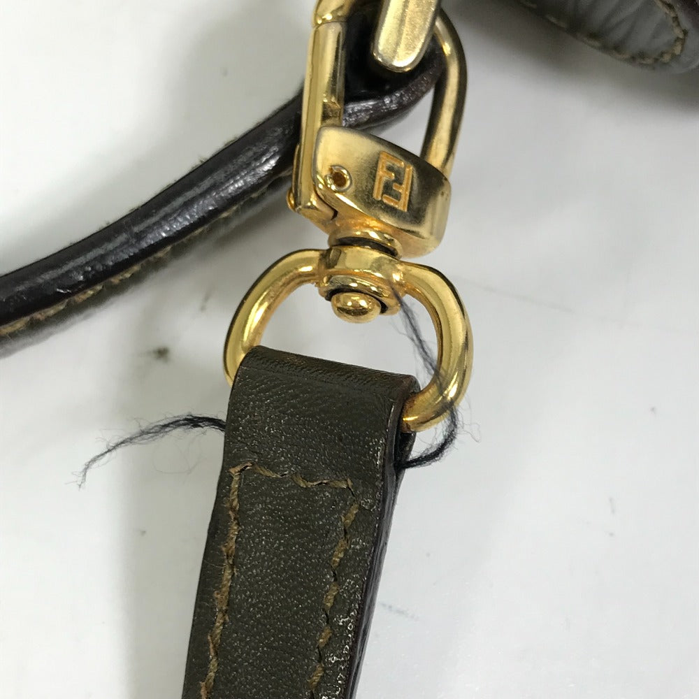 FENDI handbag, vintage bag, 2-way crossbody/shoulder bag, leather, women's, khaki
