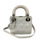 Dior Lady Dior Cannage Mini 2-Way Shoulder Bag, Crossbody Bag, Handbag, Leather, Women's, Metallic Gray