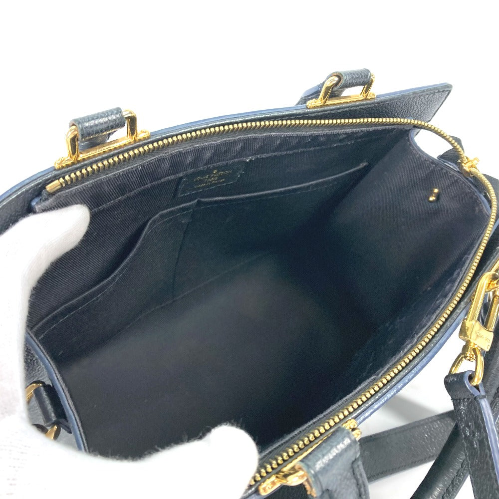 LOUIS VUITTON M54196 Monogram Empreinte Three PM 2-Way Shoulder Bag/Handbag in Monogram Empreinte Leather, Navy