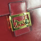 CELINE Vintage Vanity Box with Carriage Hardware and Mirror, Leather Handbag, Women's, Bordeaux