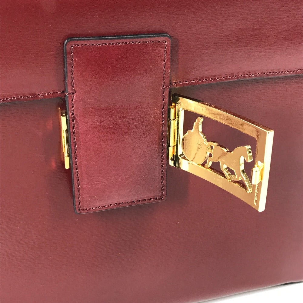 CELINE Vintage Vanity Box with Carriage Hardware and Mirror, Leather Handbag, Women's, Bordeaux