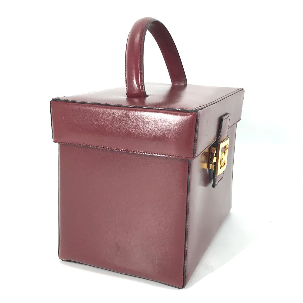CELINE Vintage Vanity Box with Carriage Hardware and Mirror, Leather Handbag, Women's, Bordeaux