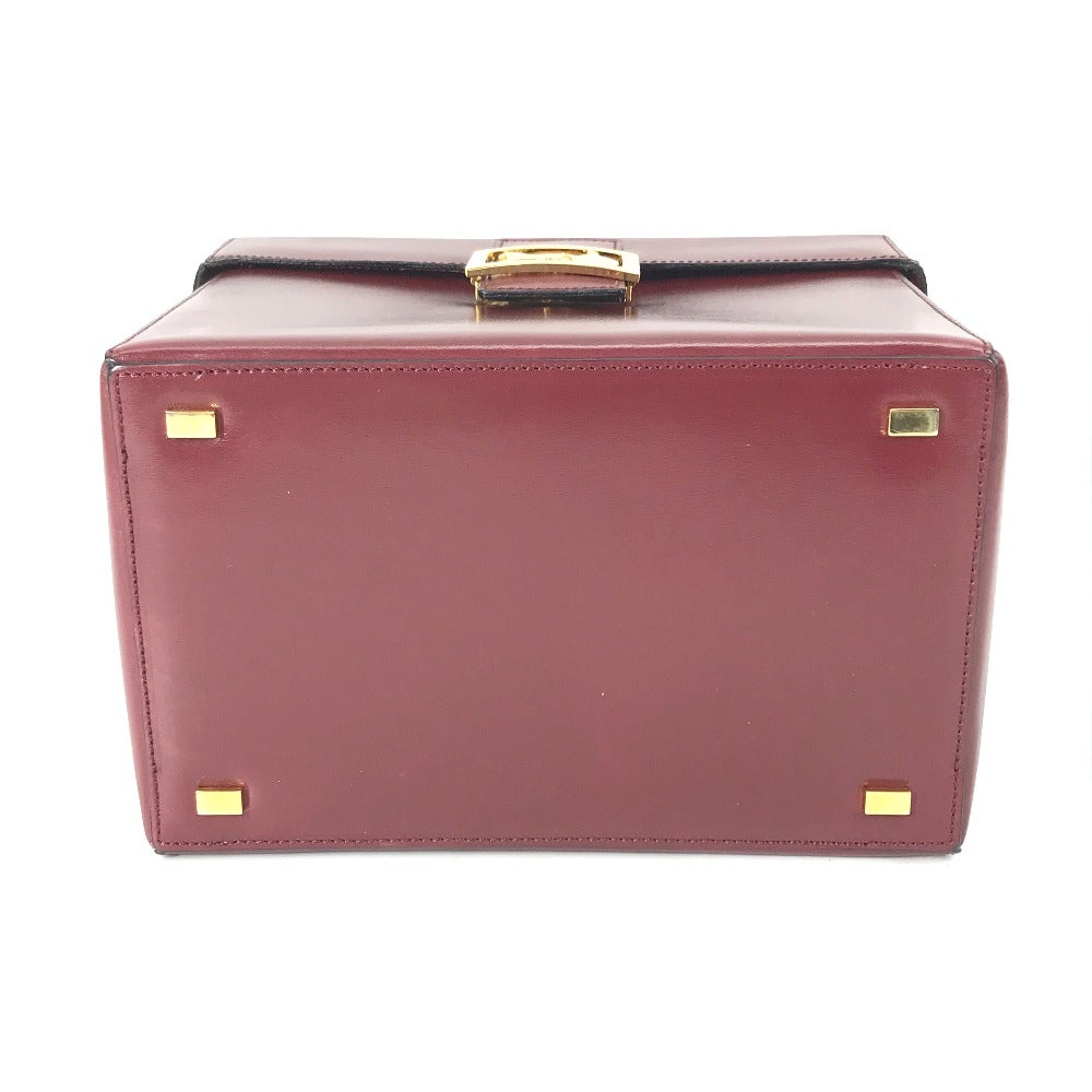 CELINE Vintage Vanity Box with Carriage Hardware and Mirror, Leather Handbag, Women's, Bordeaux