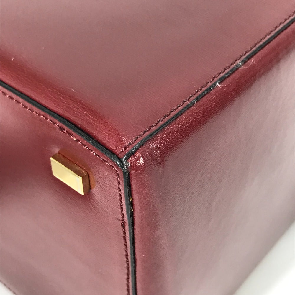 CELINE Vintage Vanity Box with Carriage Hardware and Mirror, Leather Handbag, Women's, Bordeaux