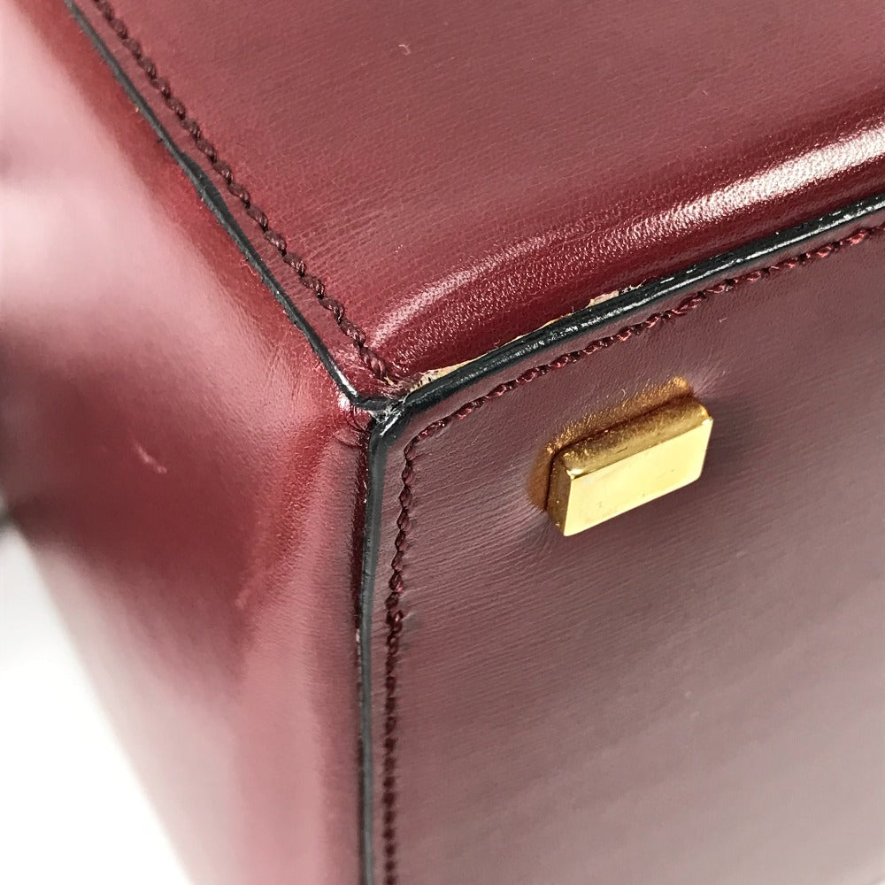 CELINE Vintage Vanity Box with Carriage Hardware and Mirror, Leather Handbag, Women's, Bordeaux