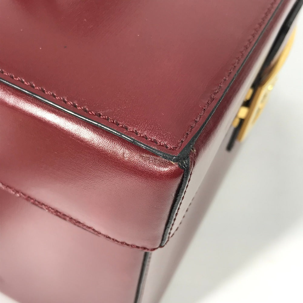 CELINE Vintage Vanity Box with Carriage Hardware and Mirror, Leather Handbag, Women's, Bordeaux