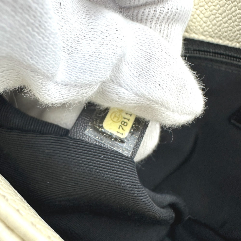 CHANEL CC Coco Mark Matelasse Quilted Chain Bag with Double Chain, Shoulder Bag, Caviar Leather, Women's, White