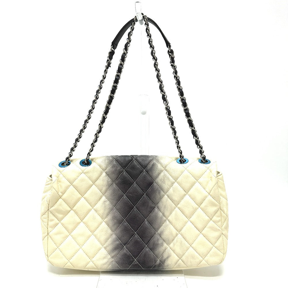CHANEL CC Coco Mark Matelasse Quilted Chain Bag with Double Chain, Shoulder Bag, Caviar Leather, Women's, White