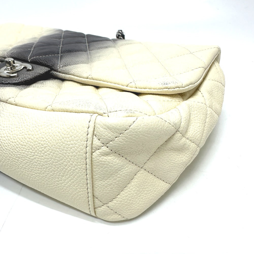 CHANEL CC Coco Mark Matelasse Quilted Chain Bag with Double Chain, Shoulder Bag, Caviar Leather, Women's, White